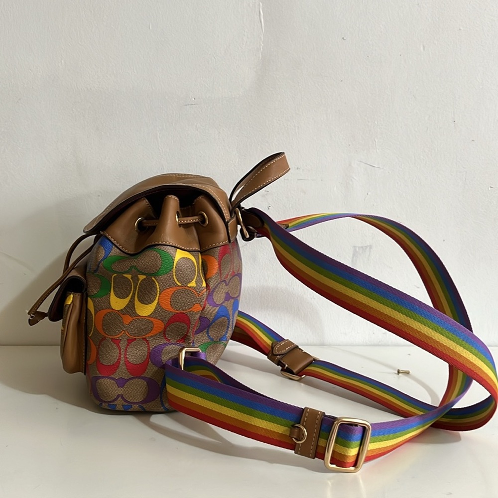 Coach Pennie Backpack 22 In Rainbow Signature - Picture 10 of 14